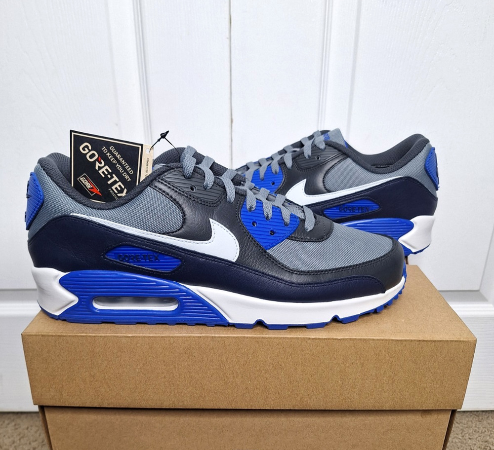 Nike Air Max 90 Gore Tex Cool Grey Racer Blue FD5810-003 size 12 - Picture 1 of 6